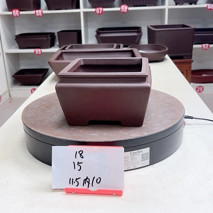 紫砂花盆可**心束口四方