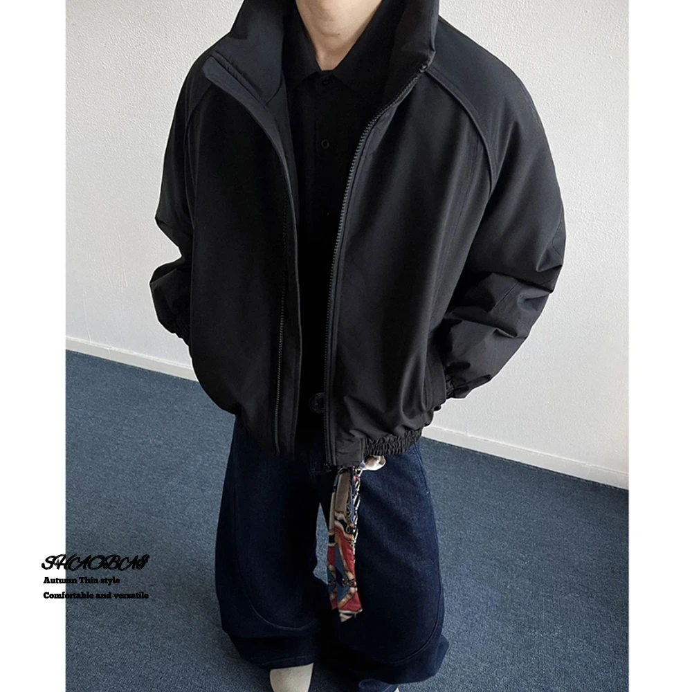 黑色美式教练立领夹克棉服男冬季短款保暖加厚棉衣三防冲锋衣外套