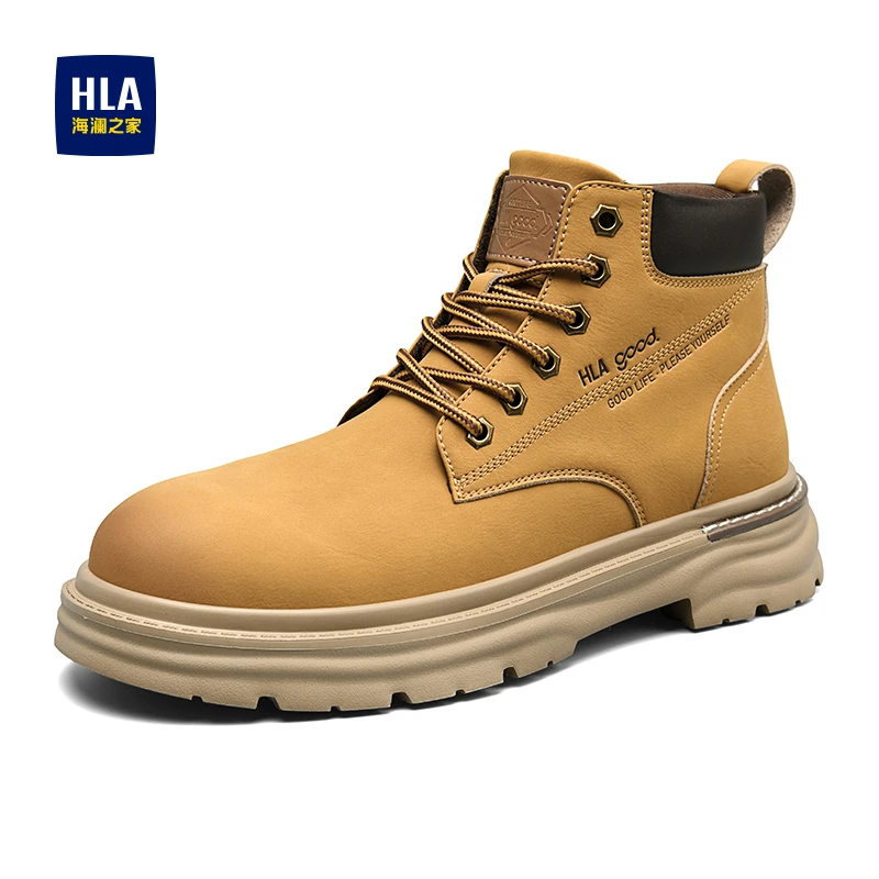 HLA/海澜之家马丁靴男款2025秋季新款男士时尚大黄靴户外工装靴子