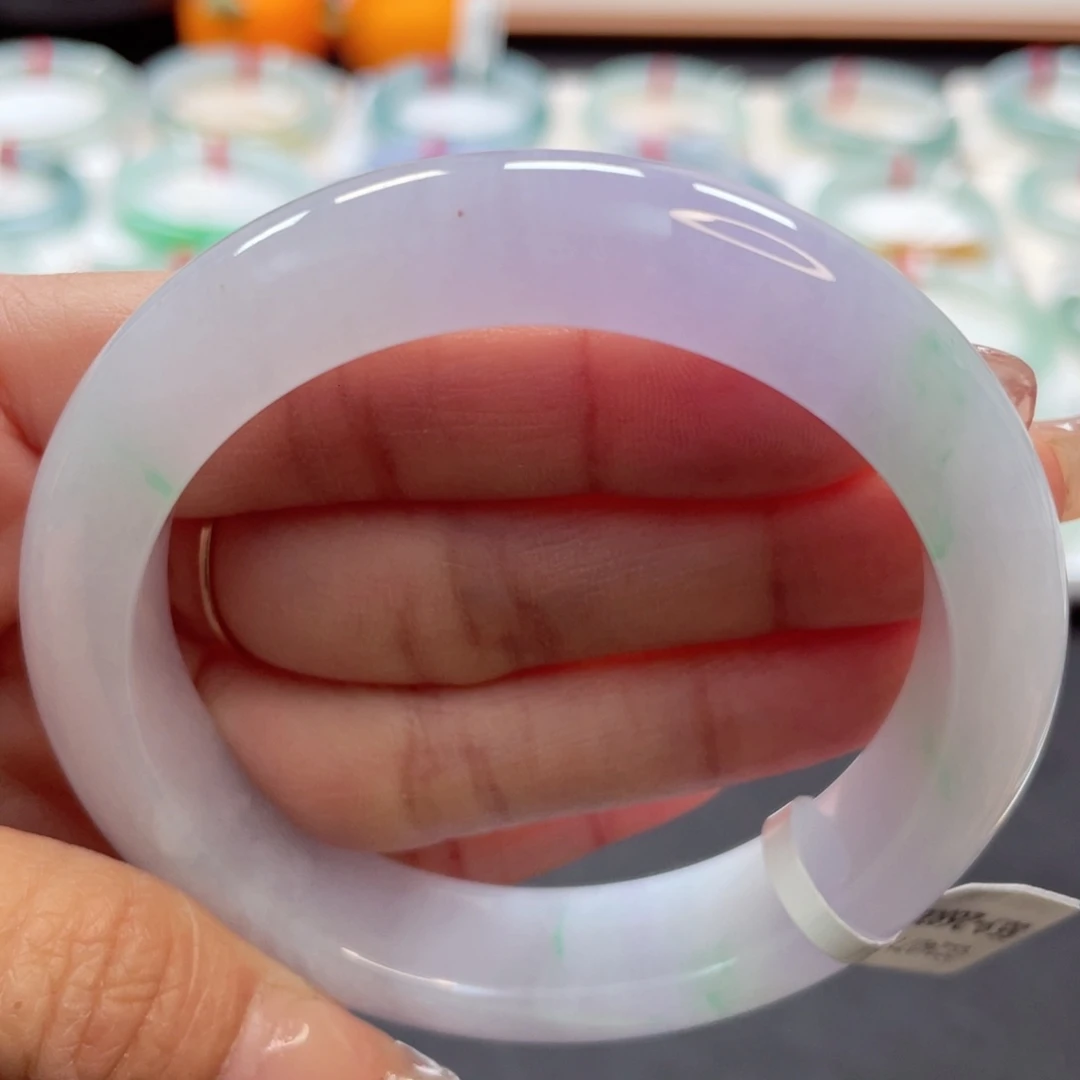 【闪购商品】翡翠手镯未镶嵌56冰润春彩梦幻色系16号