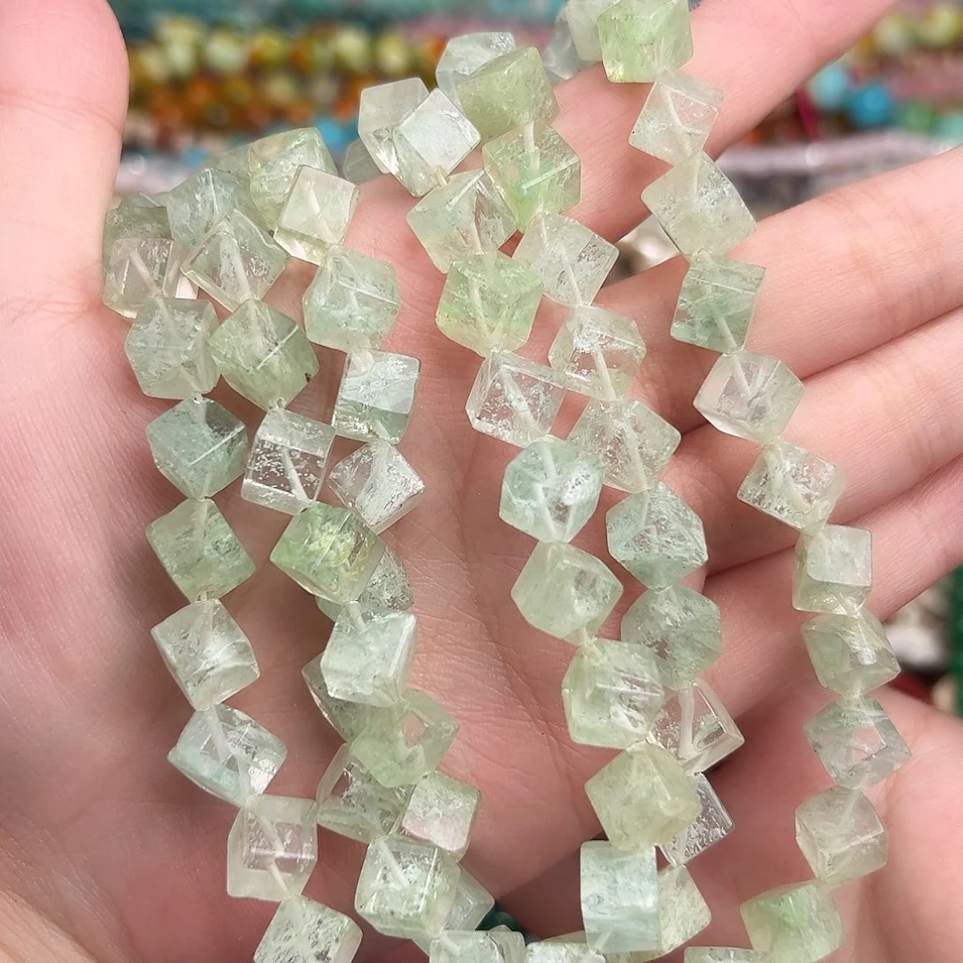 未镶嵌玛瑙/玉髓珠宝半成品b37 绿水晶方块11m