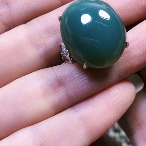 和田玉银S925镶嵌戒指