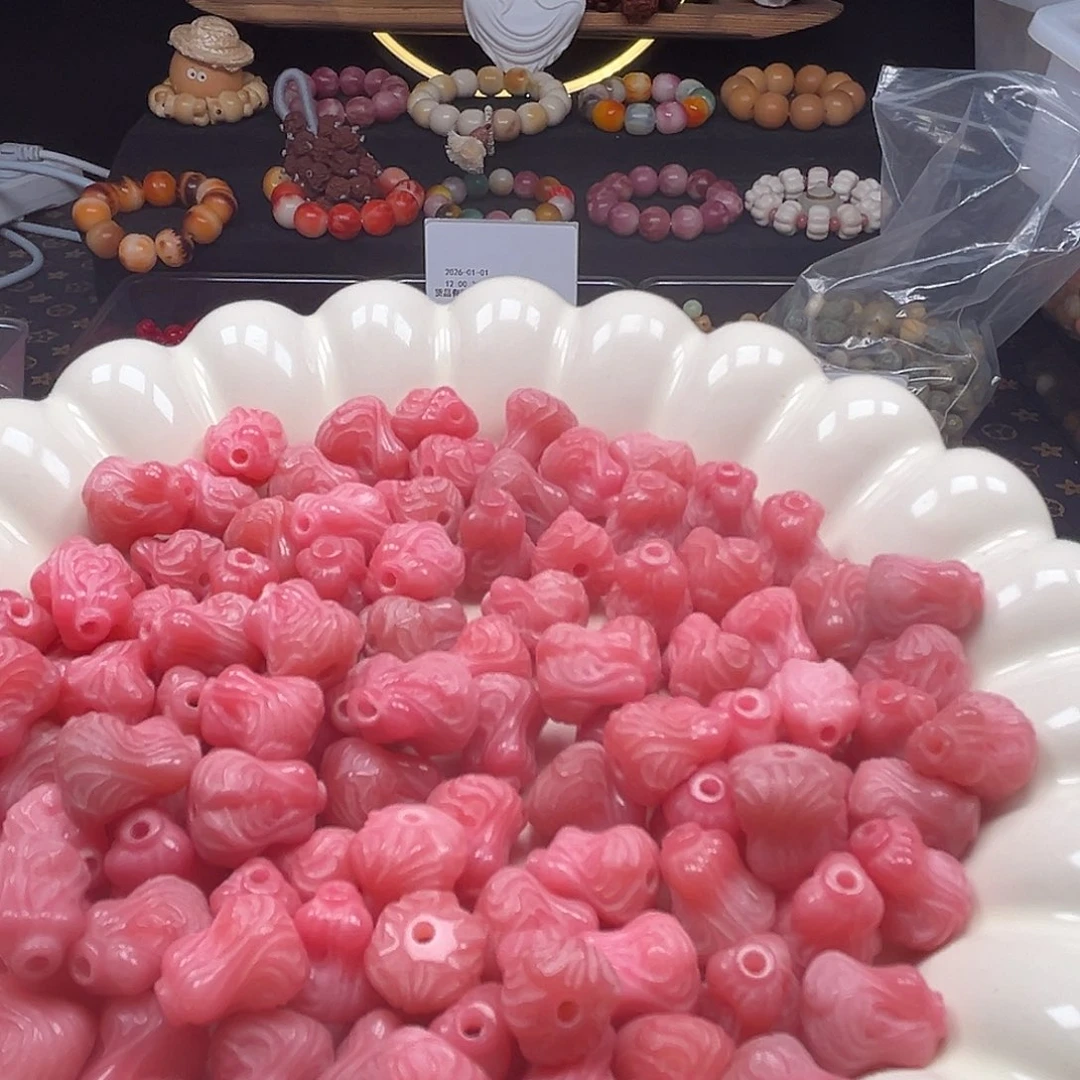 菩提根/象牙果手串卡12粉色白菜100颗