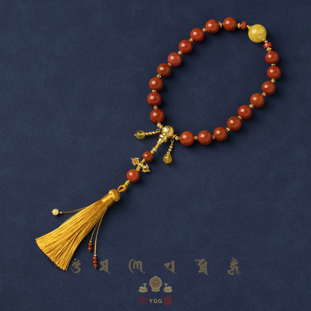 员格格SYDEA10/火焰纹南红十八子手持/蜜蜡（多样性发）