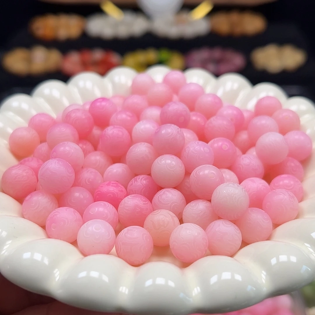 手串菩提根/象牙果卡12蜜桃粉六字真言110颗