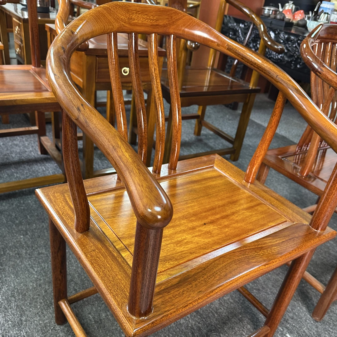 新款进口东非黑金檀（黄金檀）加粗加厚梳背靠椅子新中式客厅家用