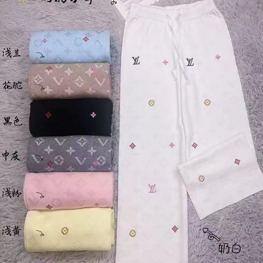 白色小香风刺绣小众设计感窄版直筒羊毛裤女百搭时尚