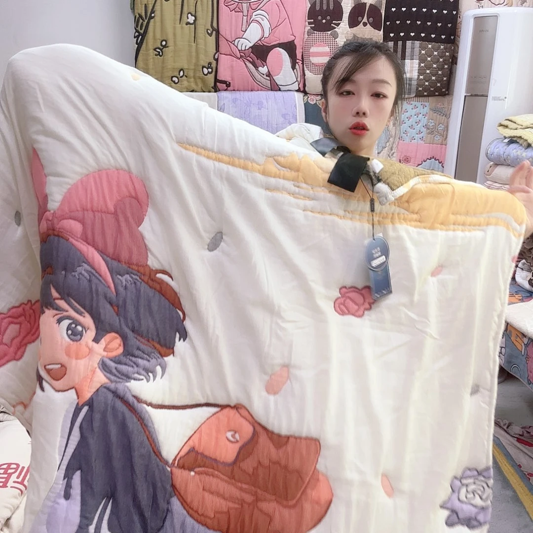 棉孤品加厚泡芙被扫把女孩150