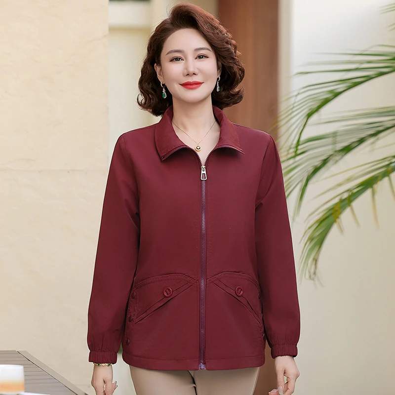 时尚中老年女装妈妈摇粒绒外套中年百搭秋装大码宽松