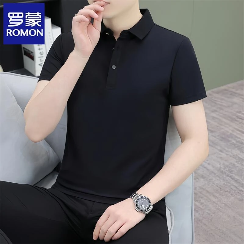 罗蒙夏季男装新款潮流短袖t恤男士休闲翻领polo衫商务带领短袖潮T