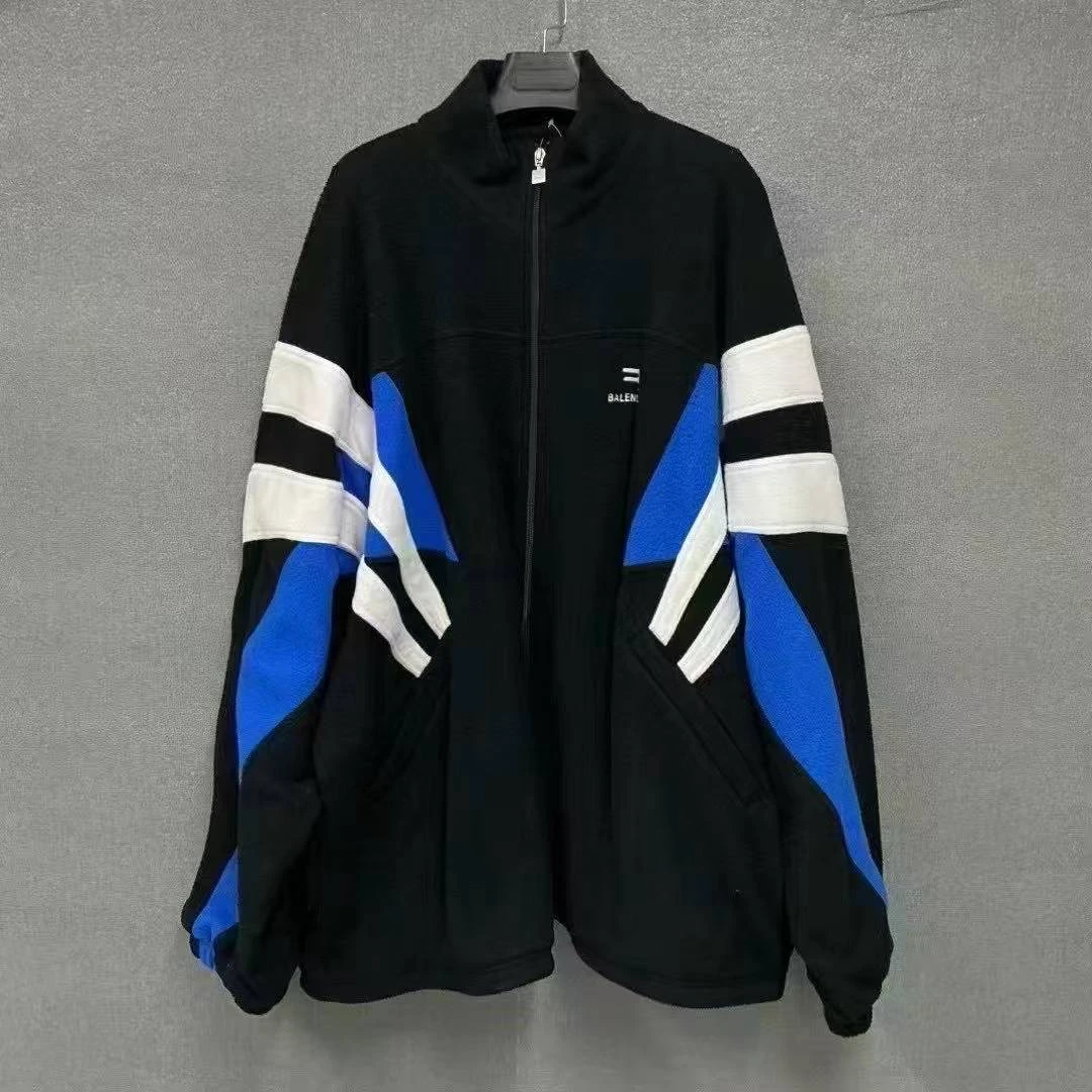 99新 Balenciaga/巴黎世家 pm) 双钩刺绣校服拼接抓绒外套L/3633