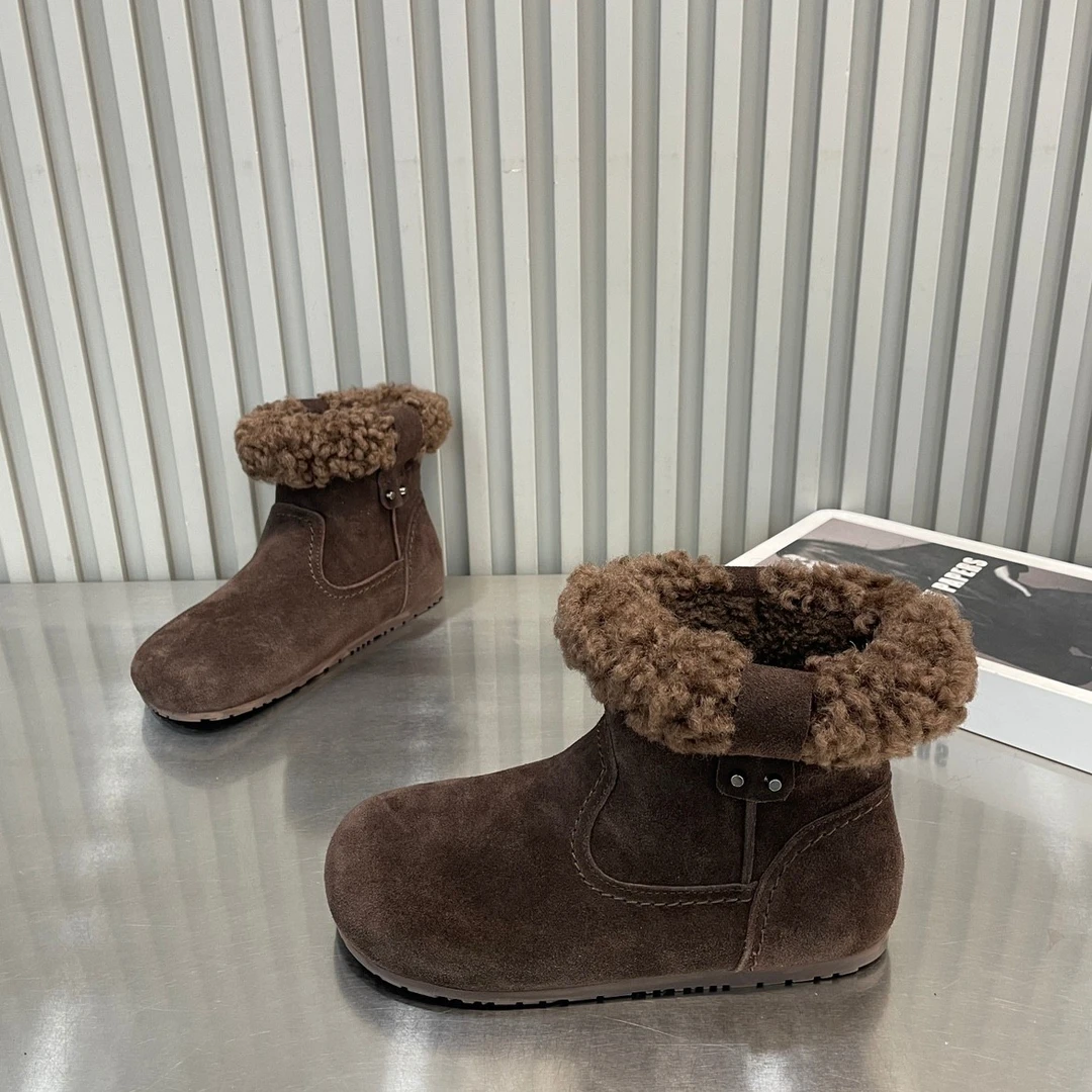 2025新款时尚厚底雪地靴女加绒保暖棉鞋复古短筒靴子百搭休闲女鞋