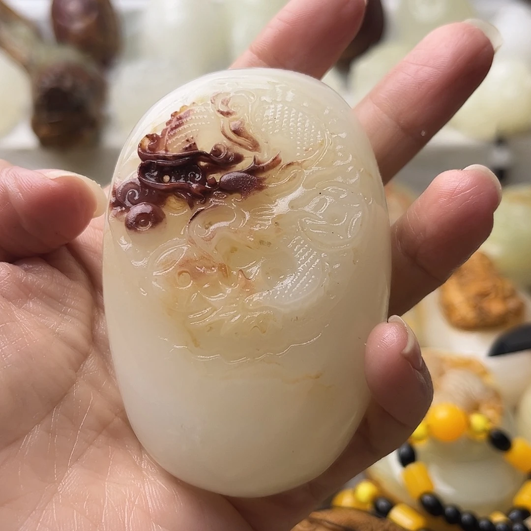 石材方解石手把摆件不退换龙