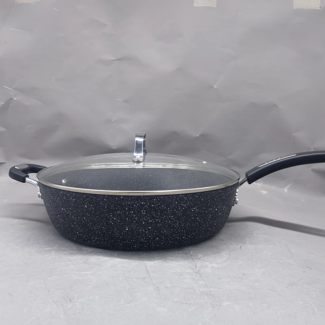 ROCK品牌30CM煎炒一体锅深煎锅美国华福涂层可用电磁炉配盖