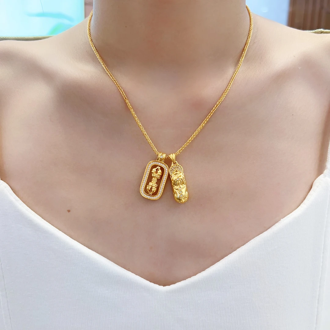 8-DZ【秀秀专享】足金999镶嵌5D金刚杵貔貅吊坠rr