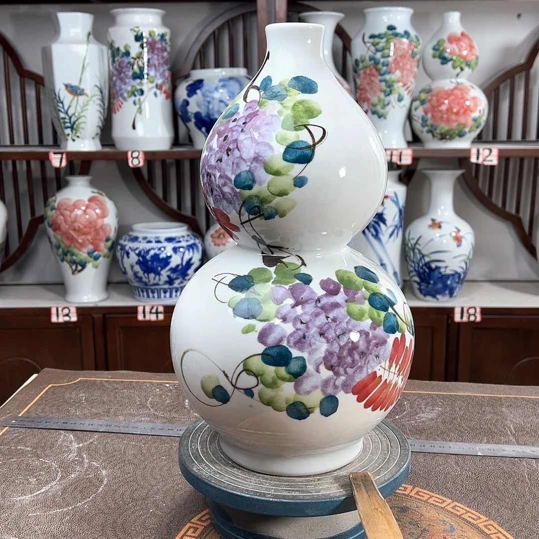 摆件景德镇陶瓷葫紫藤