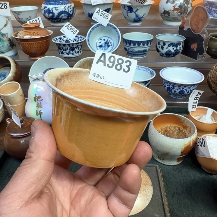 摆件983景德镇手工柴烧盖碗