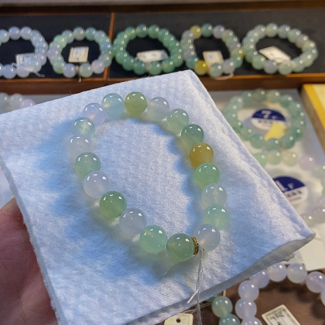 定制翡翠未镶嵌翡翠手串卡9.8