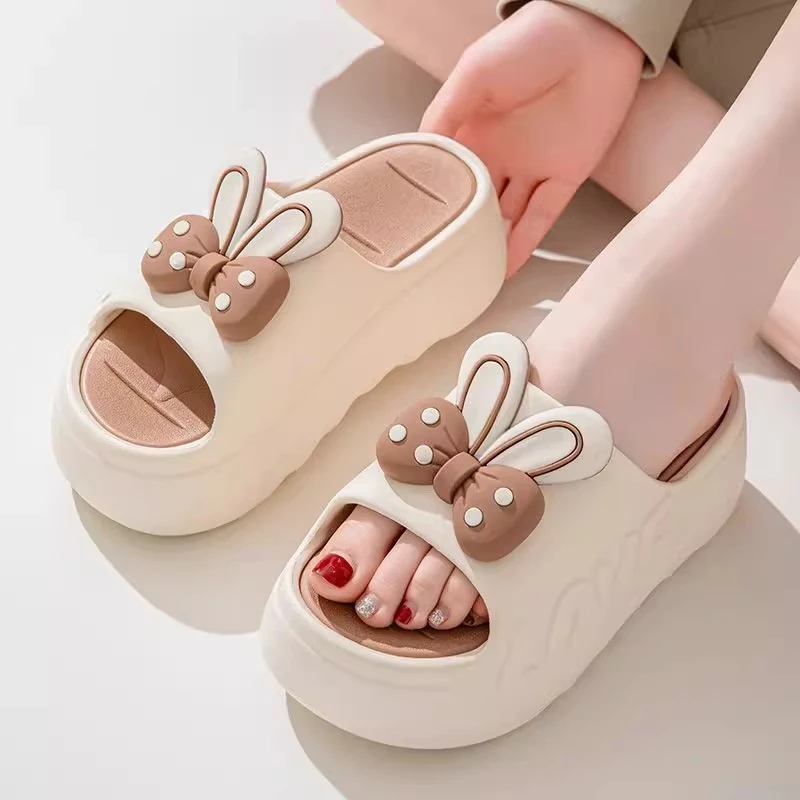 高跟拖鞋女夏季网红新款居家可爱兔子厚底凉拖鞋防滑休闲外穿增高