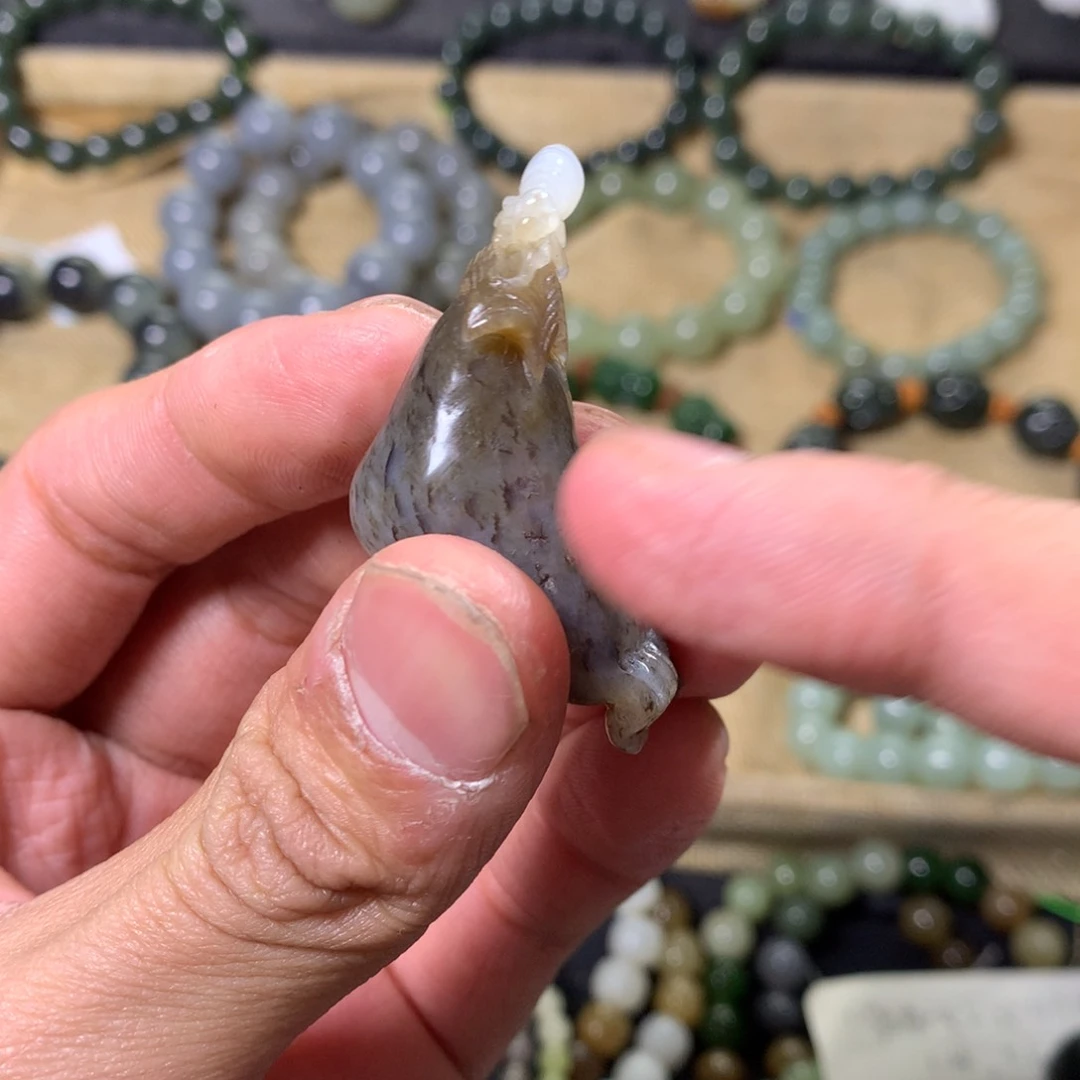 和田玉手链未镶嵌和田玉把件