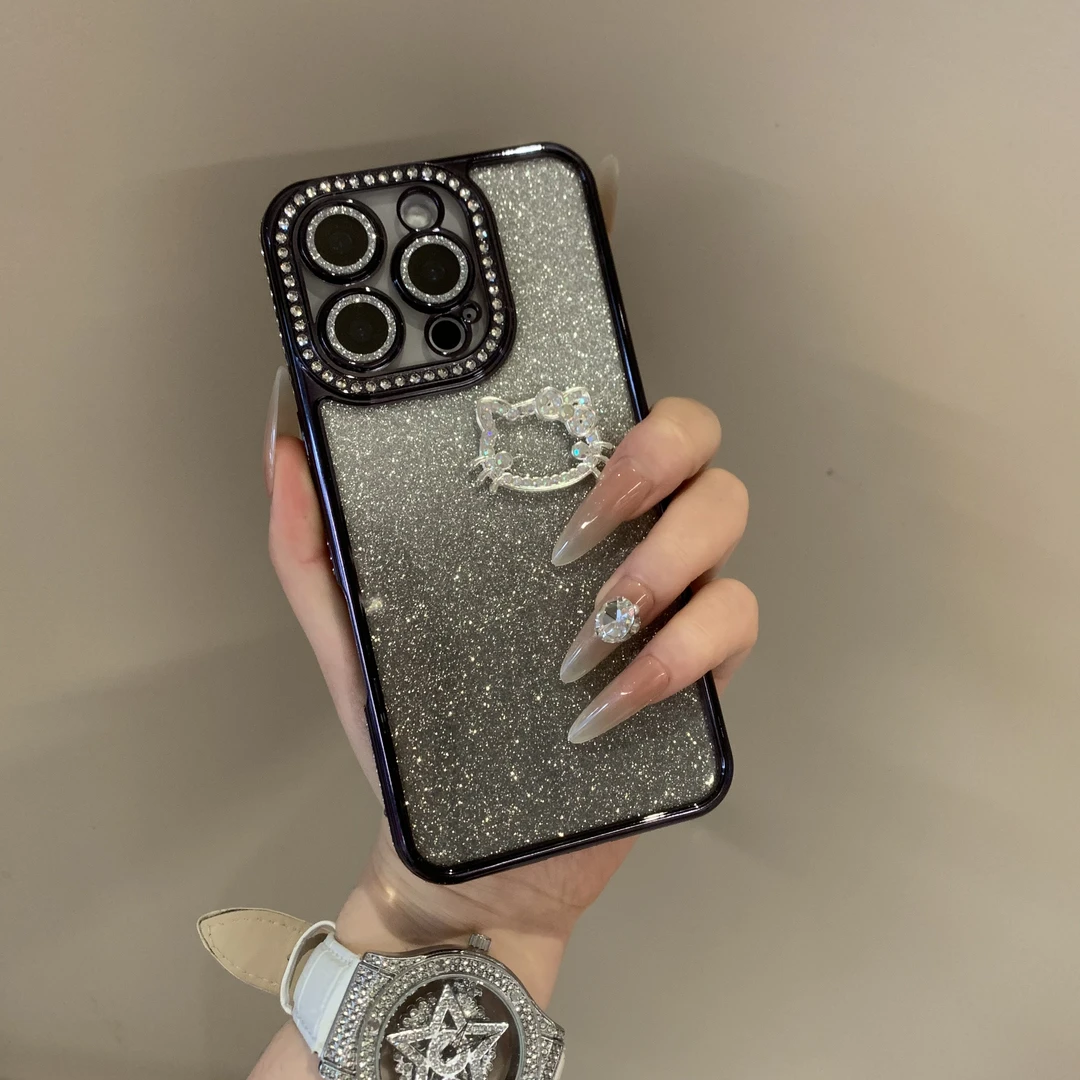 渐变闪粉水钻适用iphone16promax手机壳高级15pro小众14满天星12.