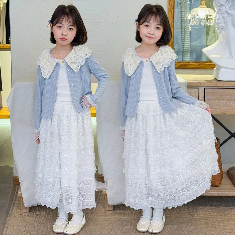 【专柜品质】女童开衫半身裙套装2025儿童针织衫蛋糕公主裙两件套