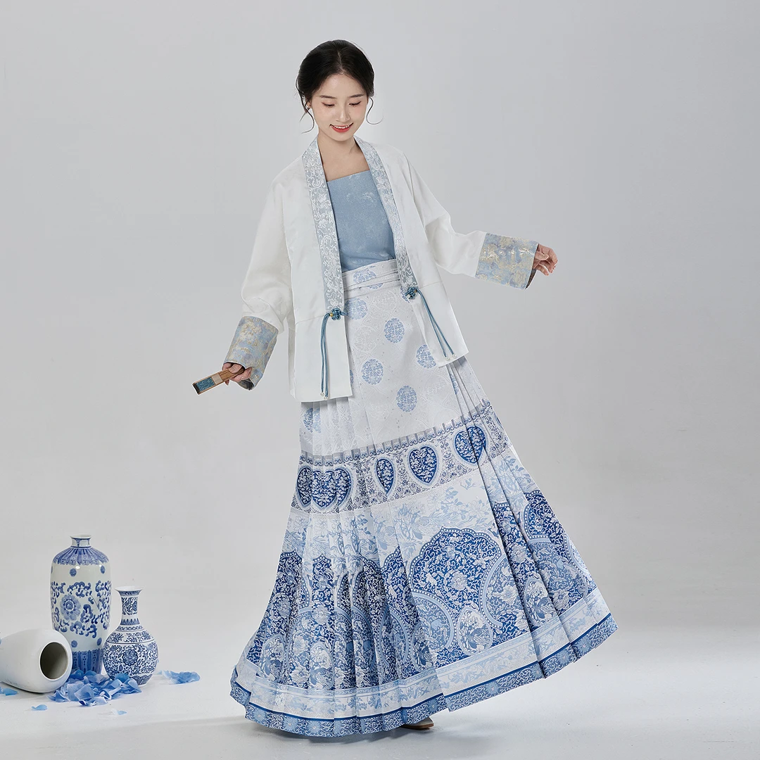 星河汉歌【青瓷印记】原创国风2025夏季新款明制汉服马面裙套装女