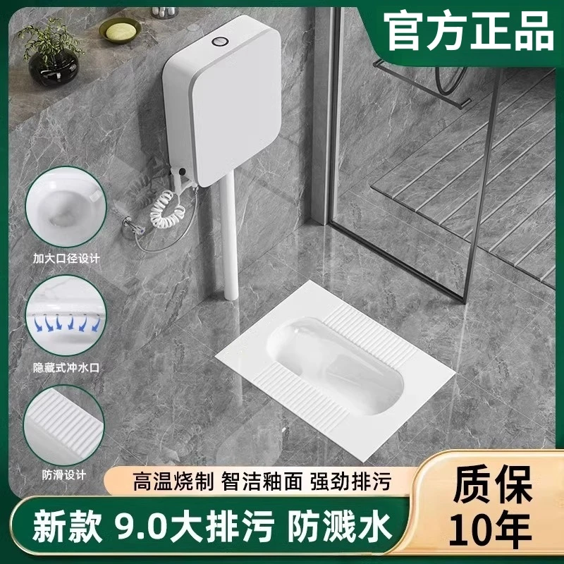 九牧适配蹲便器水箱整套装家用卫生间蹲坑式蹲厕大尺寸防臭大便器