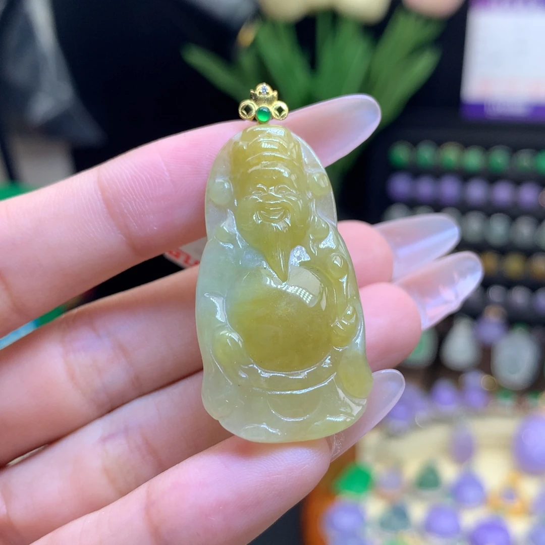 翡翠18K金镶嵌颈饰天然