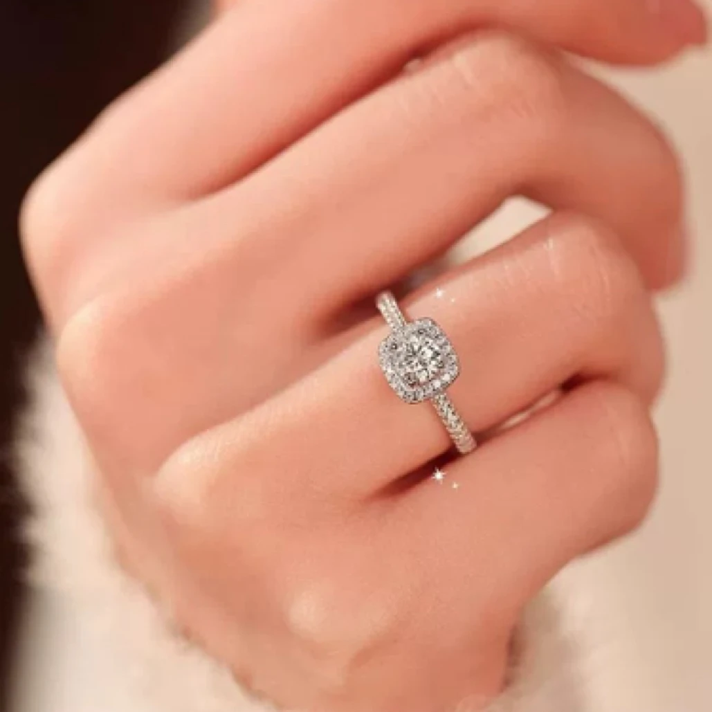 私人订制新款方包戒指1克拉比利时高精切拍下备注圈口