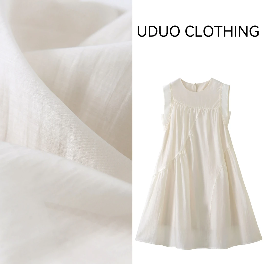 【专柜同款】25夏莱赛尔天丝连衣裙法式褶皱千金风小飞袖仙女裙8153