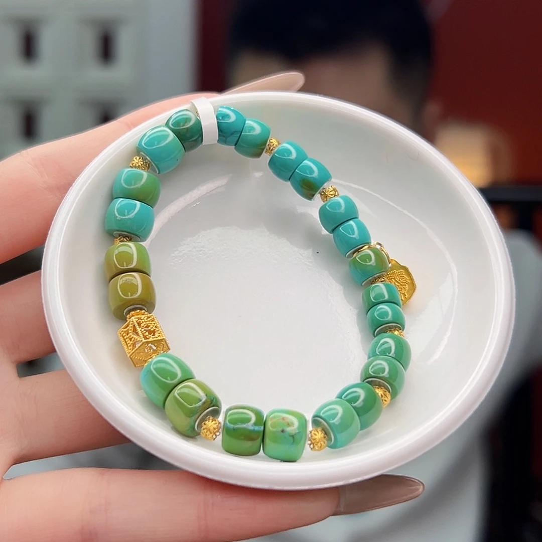 绿松石18K金镶嵌珠宝奇石