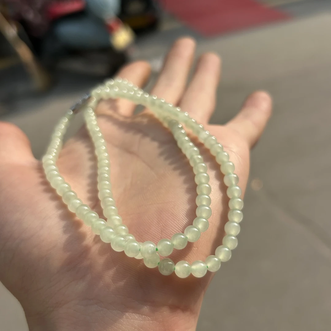 【潜珑】wx-25-015和田玉青海料宝石级起荧光冰底妈妈链