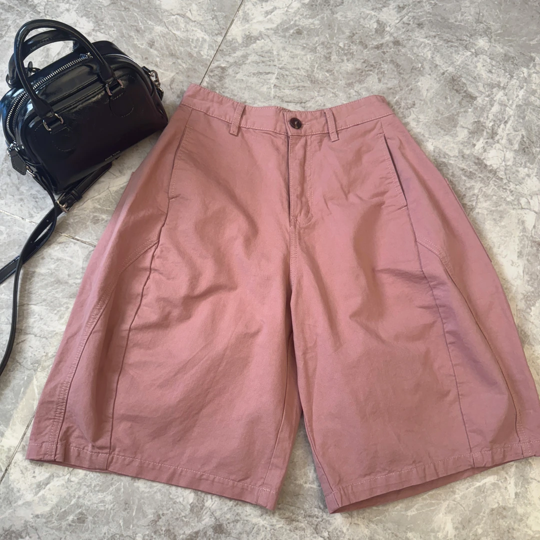 【XXZ】夏季新款日系五分裤时尚百搭高腰纯色阔腿裤休闲宽松短裤