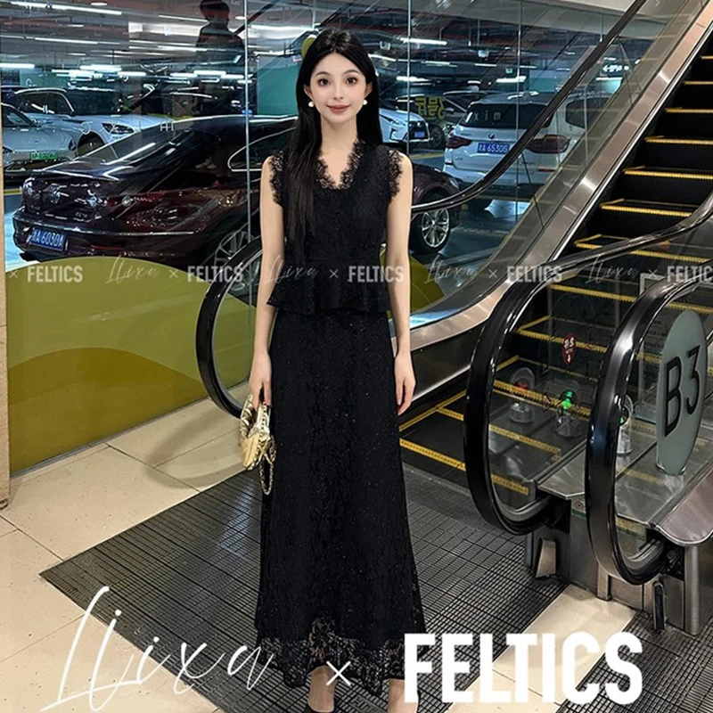 【现货】FELTICS&LIIXU法式蕾丝套装女2025新款收腰显瘦时尚套装
