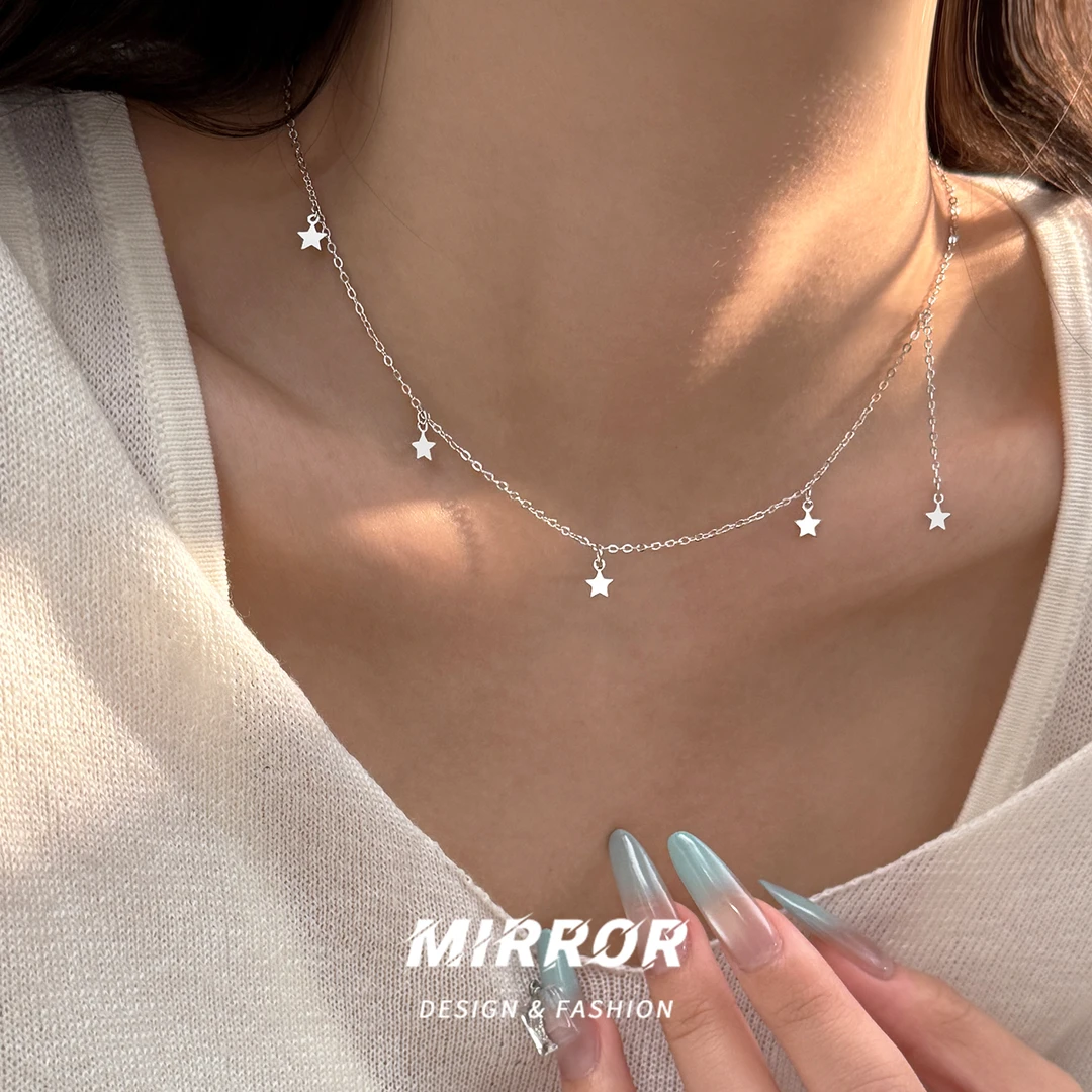 小麋人 坠链均925银 CX5906星星流苏吊坠项链女锁骨链高级感小众