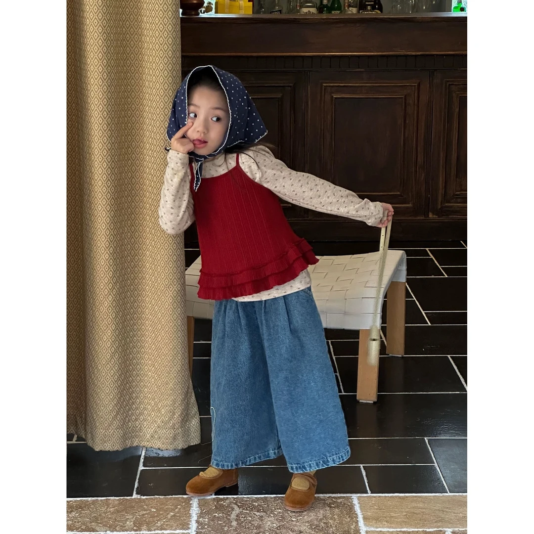 现货【长袖两件套】郝叔童品秋季新款2025网红女童针织两件套HP5316