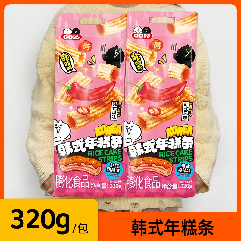 口口妙韩式年糕条酥脆甜辣味网红零食大礼包解馋小吃休闲食品