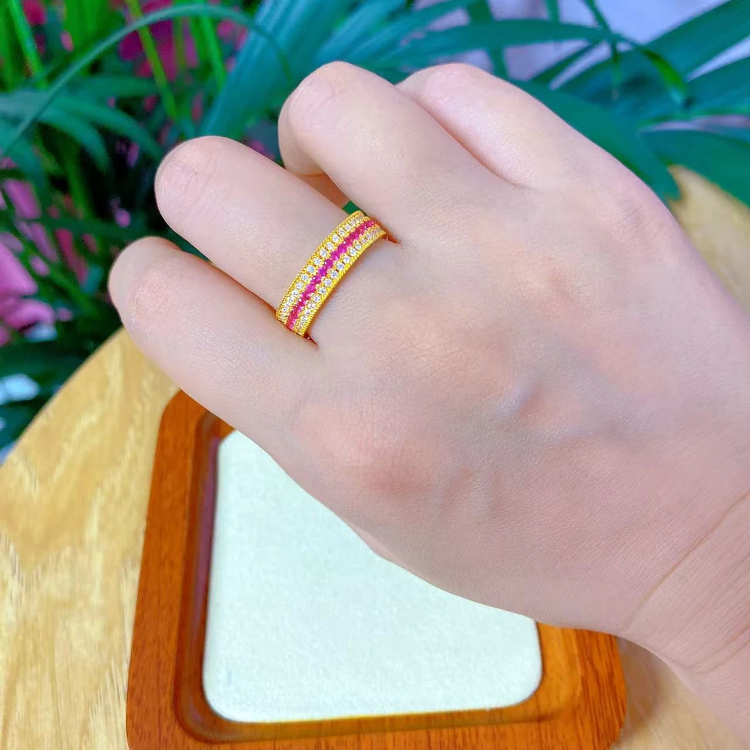 足金999    经典百搭缤纷红线戒指