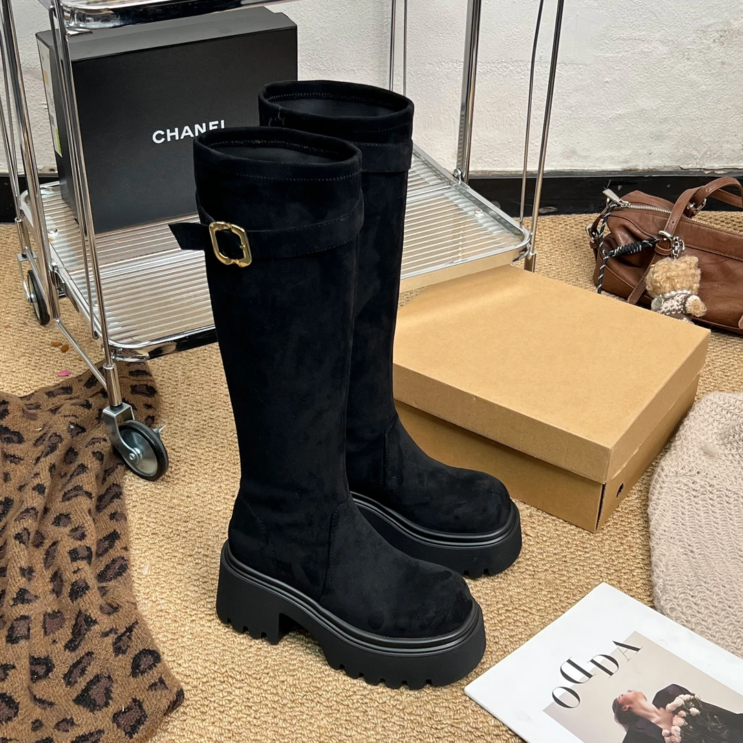 糖糖 | 弹力瘦瘦靴 | 2026新款韩版平底小个休闲长筒靴;EDX55951