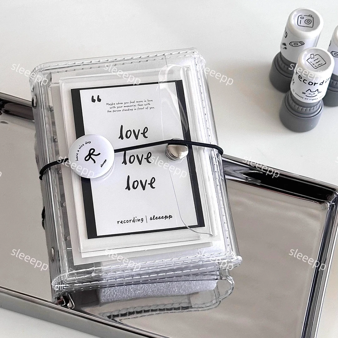 sleeepp同款M5透明三折手账本斜纹学生随身日程口袋本记事本ins风