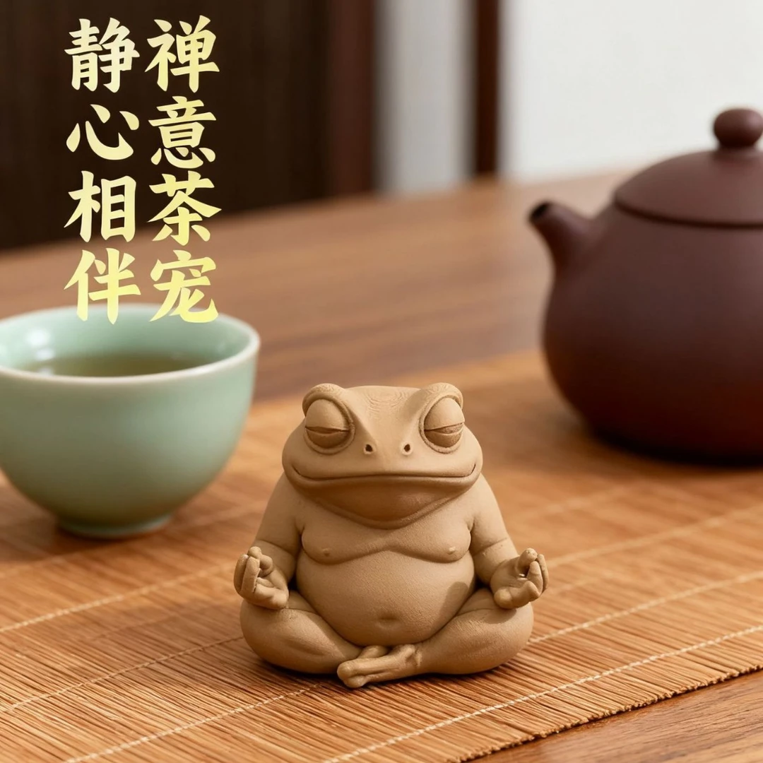 新品禅意青蛙摆件冥想青蛙家居装饰品3d打印工艺摆件创意茶宠