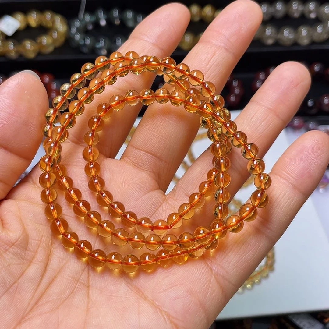 ****水晶手链未镶嵌巴西毕业级暴力黄手链5+m