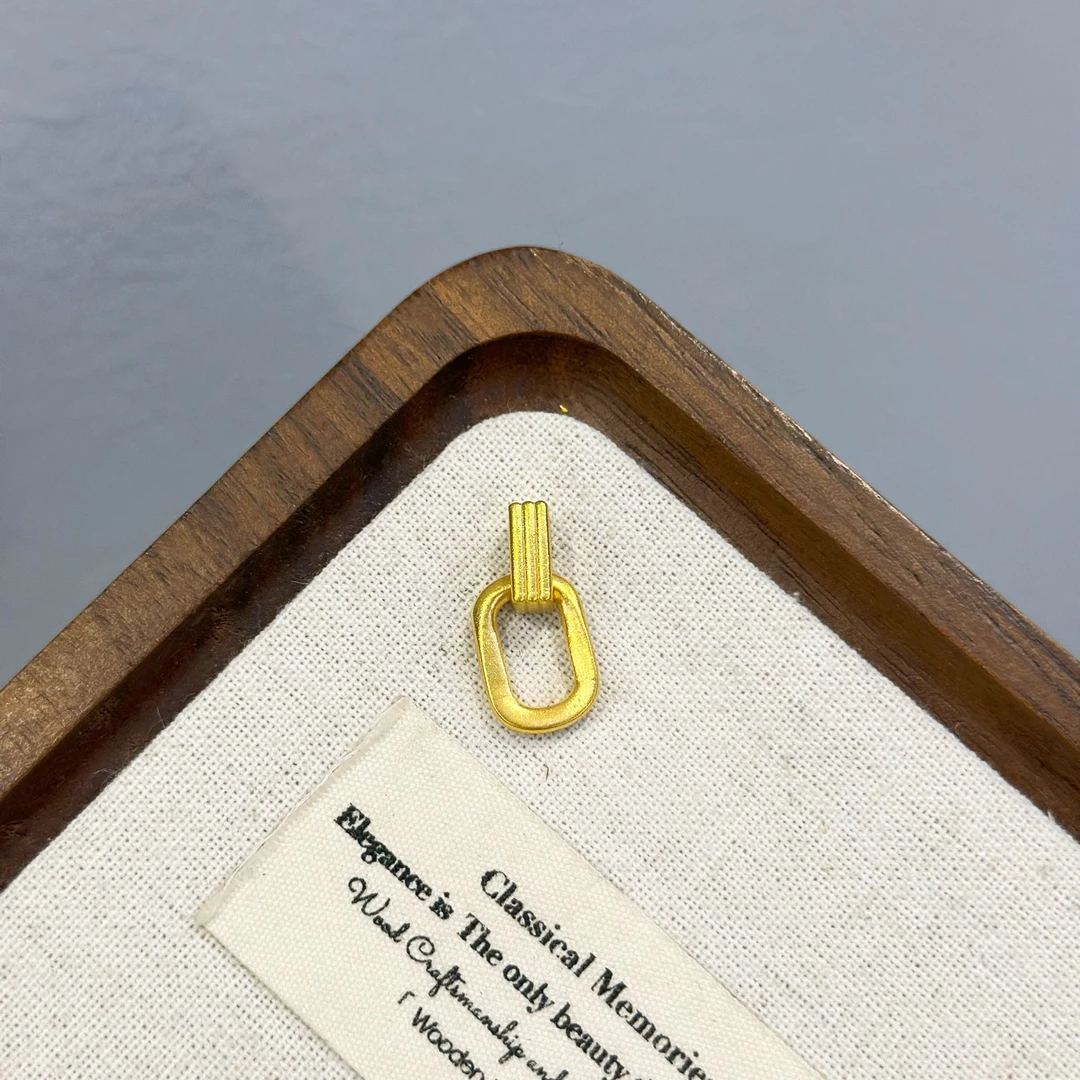 999足金5G工艺黄金复古几何双环吊坠