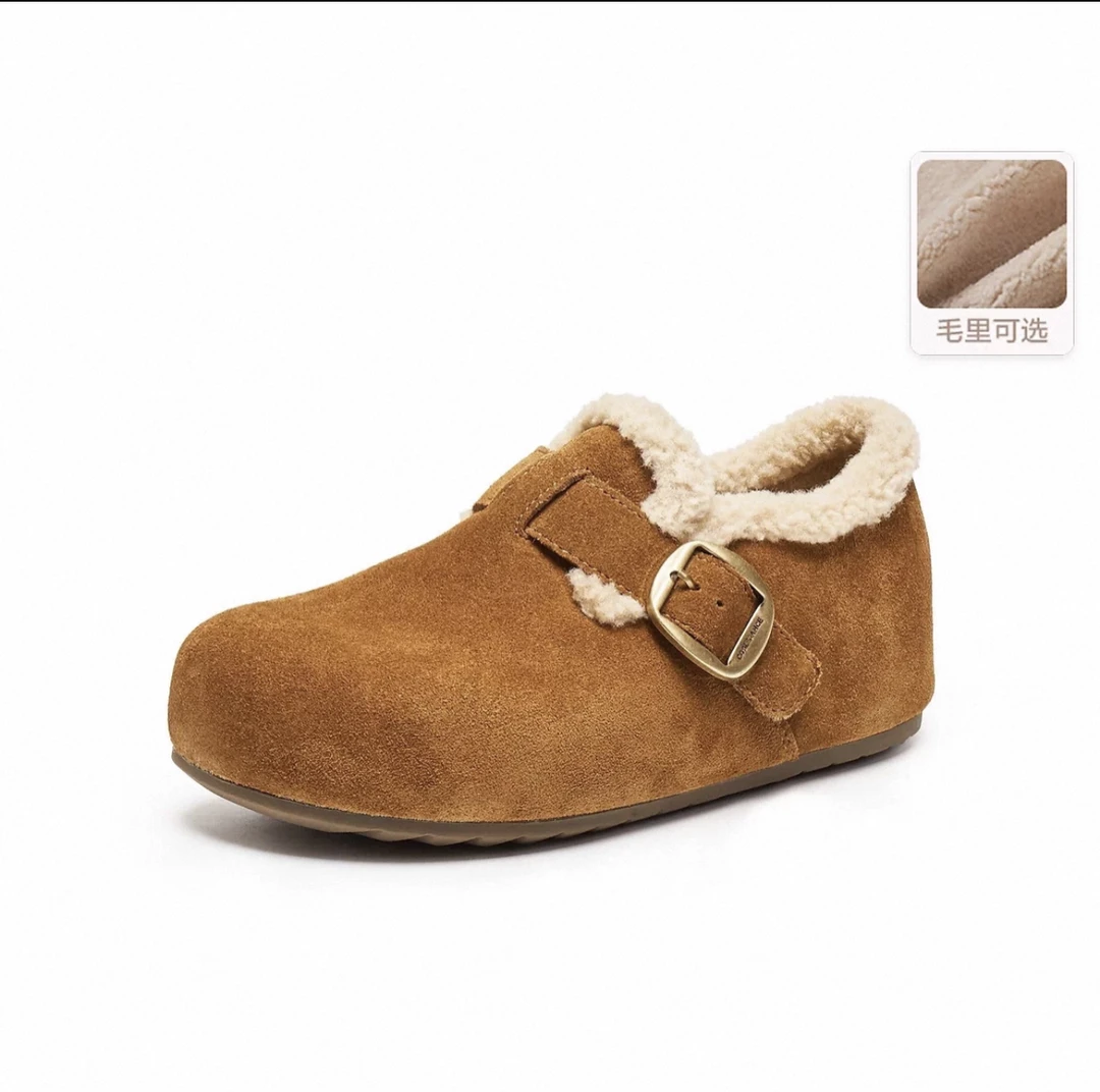 复古港风纯色休闲单鞋雪地靴棉鞋冬季极简风