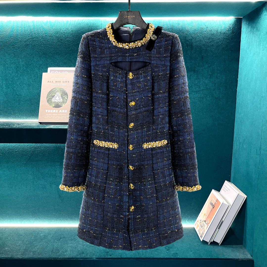 【CENFUN】法式气质优雅风连衣裙立领显高显瘦a字裙E031247