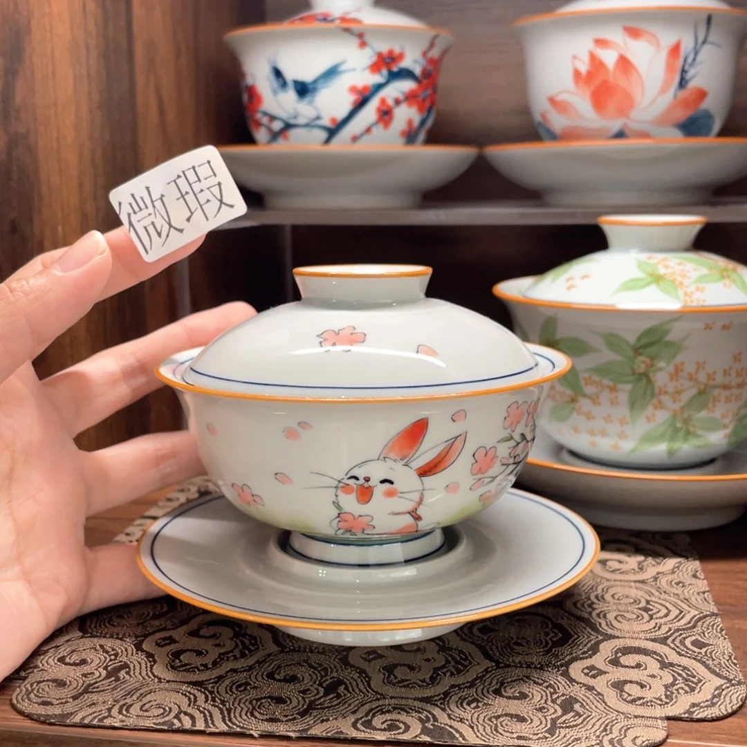 纯手绘釉下彩微瑕