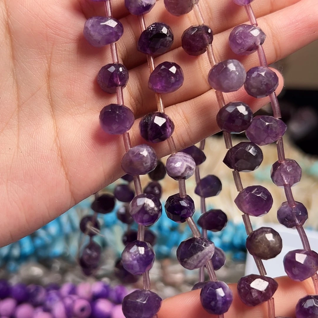 玛瑙/玉髓合金珠宝半成品B755紫水晶11m