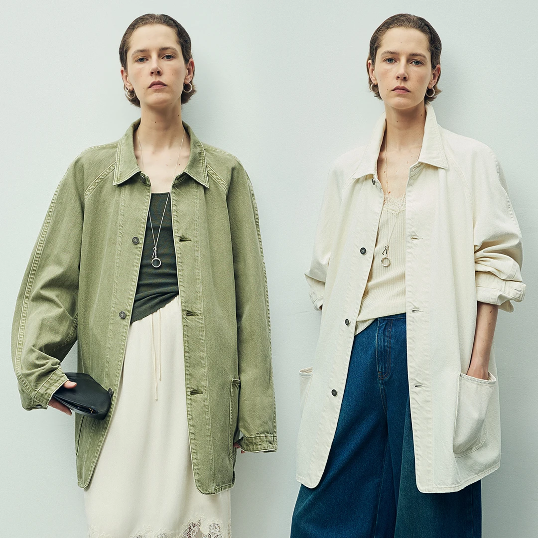 KEIGAN/开间欧洲粗粝棉籽阿苏特染做旧男友风廓形连袖牛仔外套