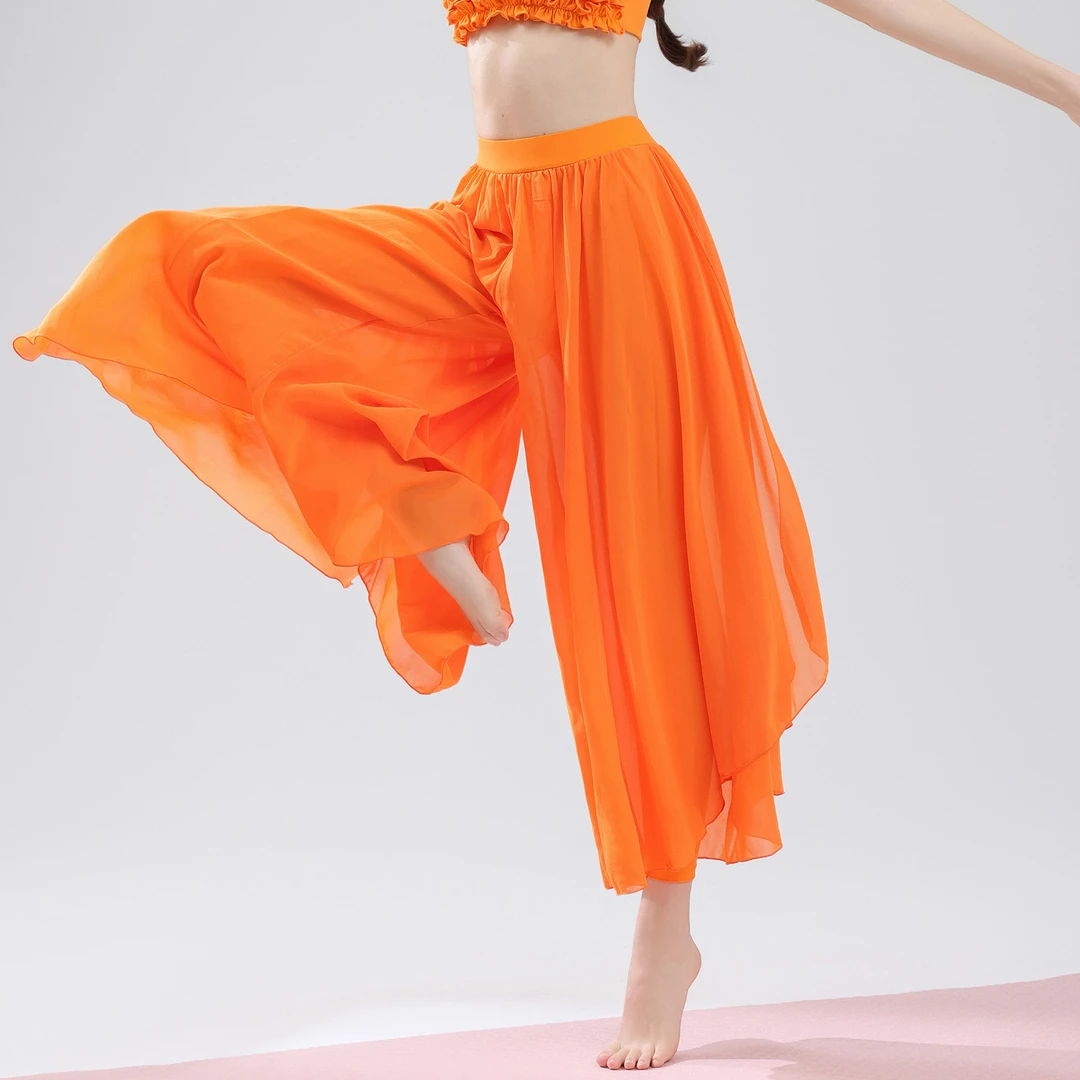 古典舞蹈裤女中国风宽松雪纺裙裤练功服开叉飘逸仙气阔腿裤舞蹈服